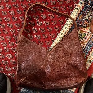 Portland Leather Brown Pebbled Shoulder Bag